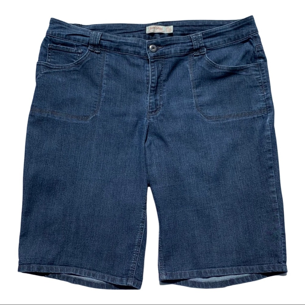 Faded Glory Navy Blue Boyfriend Denim Bermuda Shorts